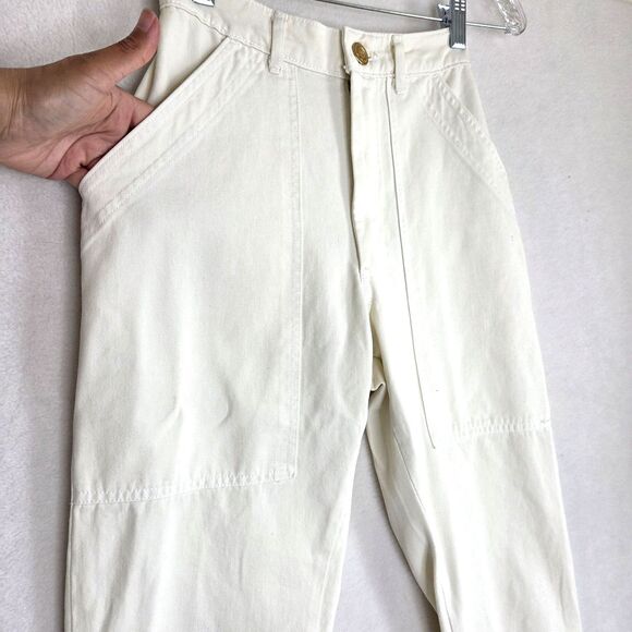 Big Bud Press Cigarette Pencil Pants Unisex Size XXS 60s Work High Rise Ivory - Picture 6 of 16